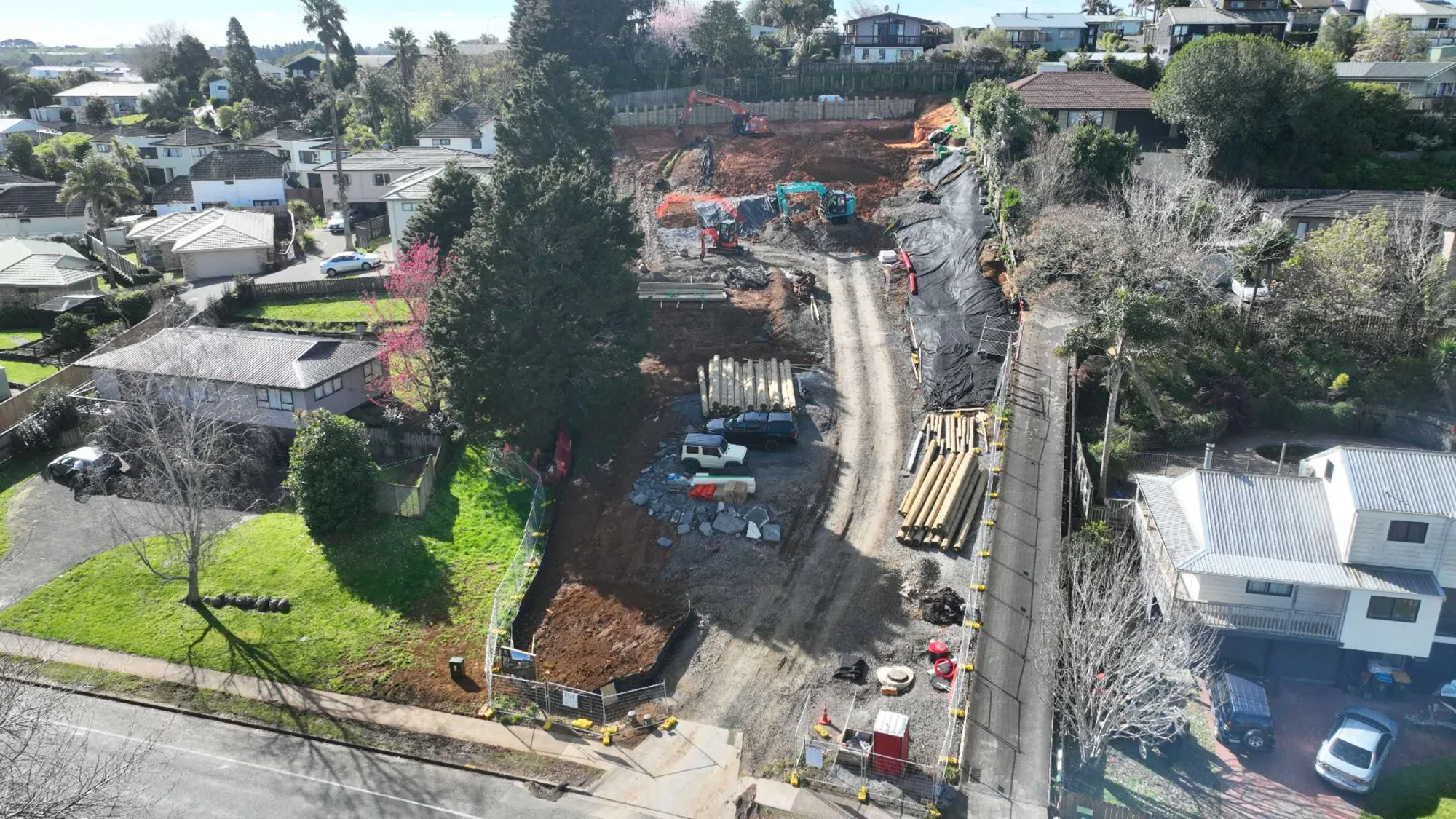 Aerial view of the Greenview site with earthworks and machinery